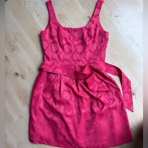 Nine West Salmon Pleated Tie Front Fit n Flare Dress